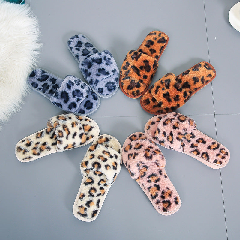 Wholesale Children's Leopard Print Fur Slippers